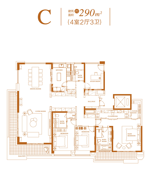 葛洲坝南京中国府C户型290㎡户型图