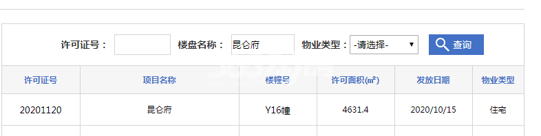 昆仑御Y16幢预售证