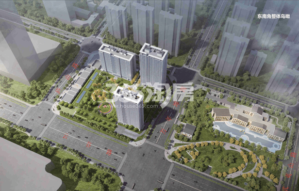 置地栢悦轩高层效果图鸟瞰图