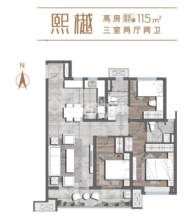 北宸天樾项目115㎡户型图