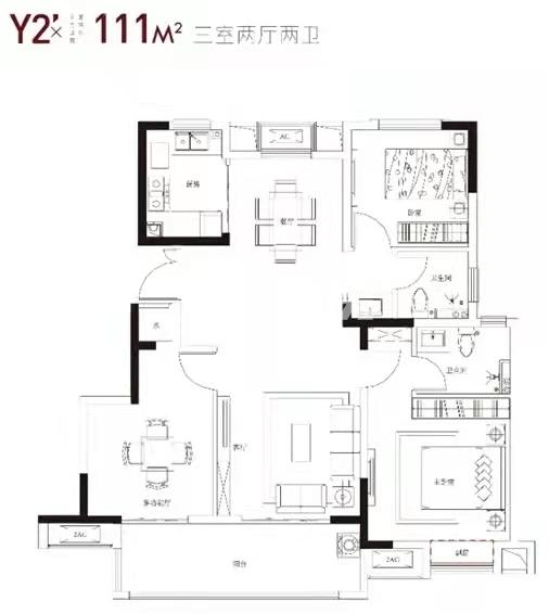 乐富强湖光秋色花园111㎡户型图