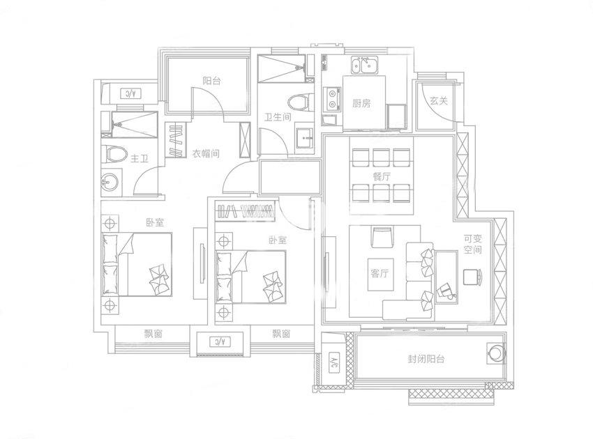 港龙旭辉城市江来106㎡户型图