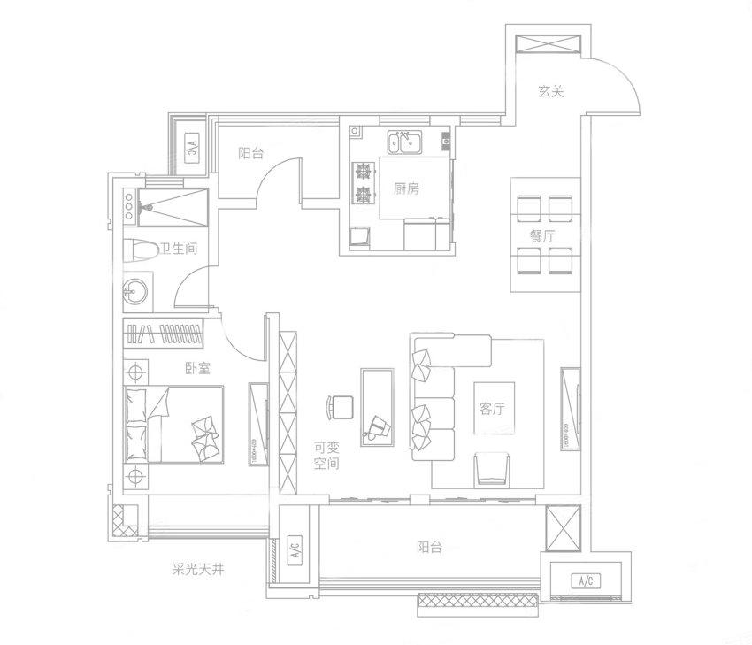 港龙旭辉城市江来96㎡户型图