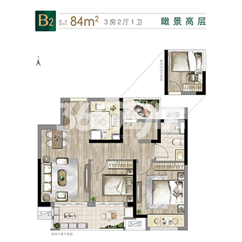 84㎡三房两厅一卫