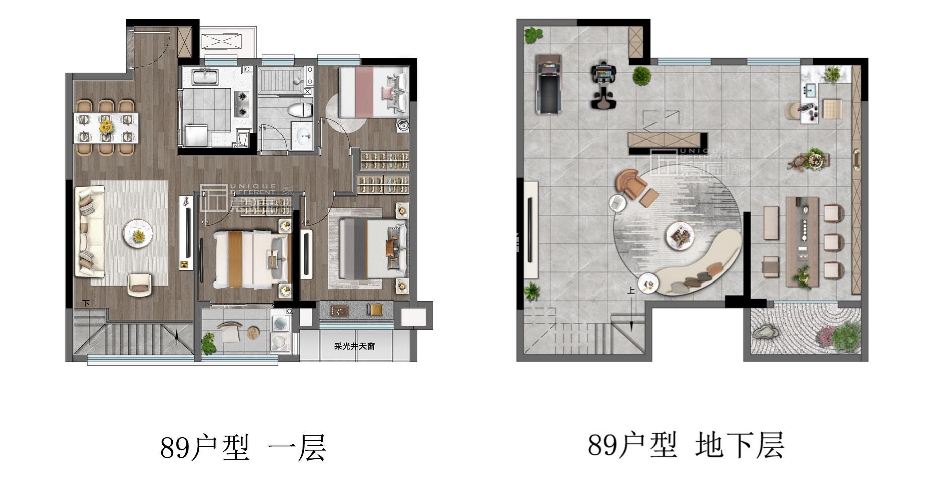 远洋万和方山望建面约89㎡户型（下跃）