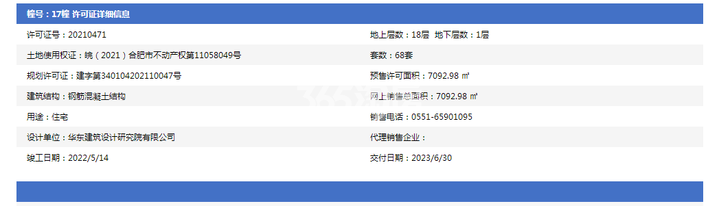 龙湖文德璟宸天著17#预售证