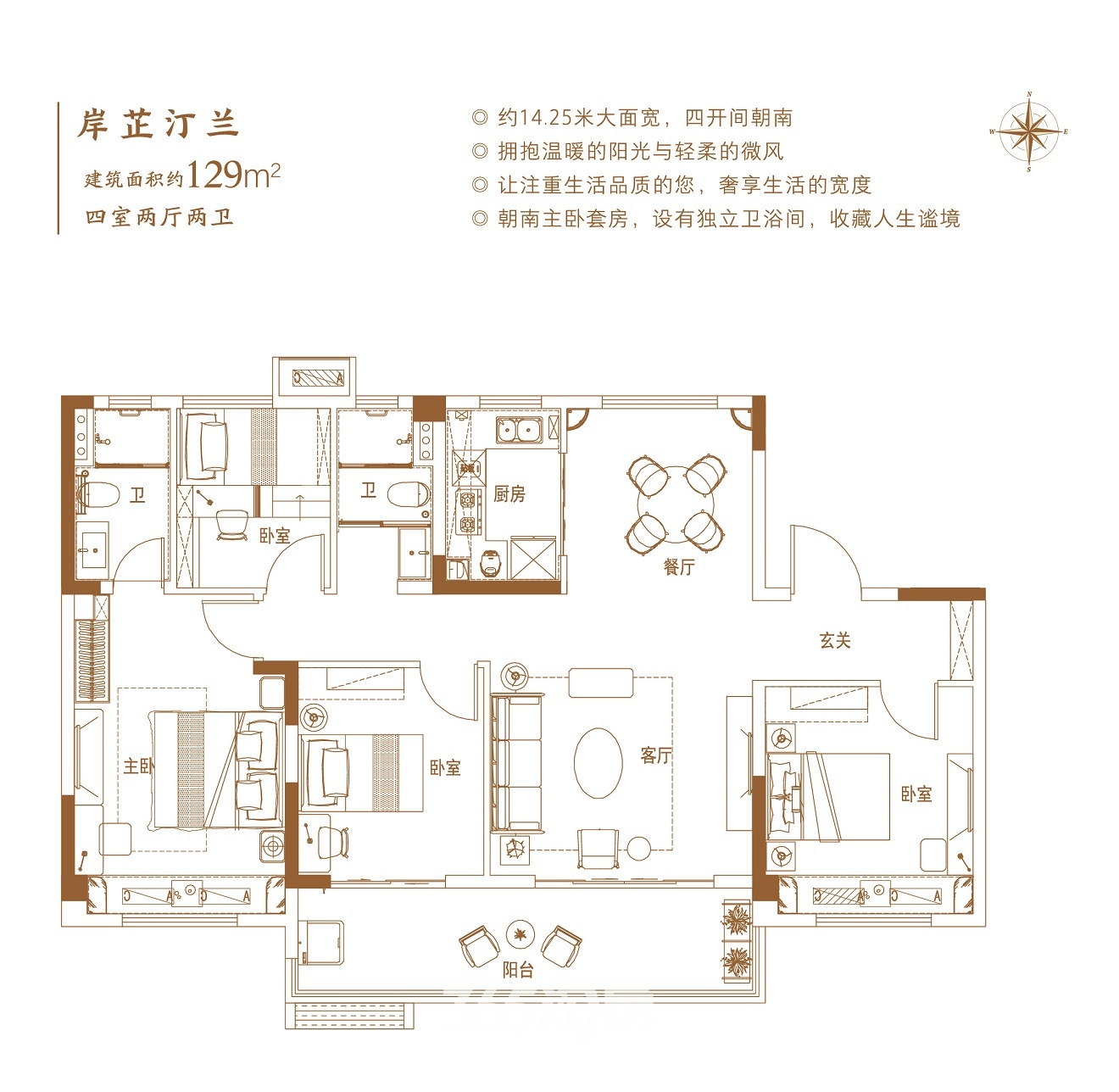 碧桂园望江来岸芷汀兰129平户型图