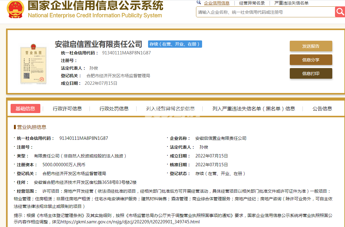 皖投·云启锦上营业执照