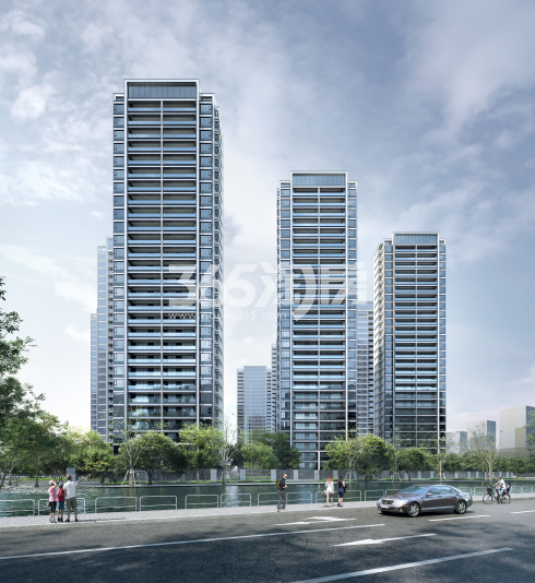 滨江ONE小区内部效果图-建筑立面