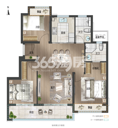 湖东未来建面约98㎡溪悦户型