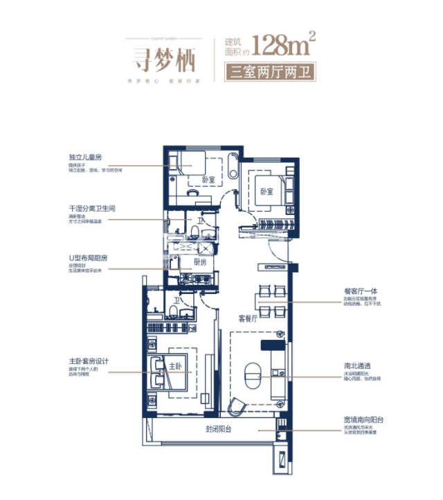 碧桂园锦里项目128㎡户型图