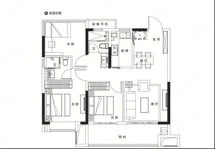 时光印象109㎡C户型图