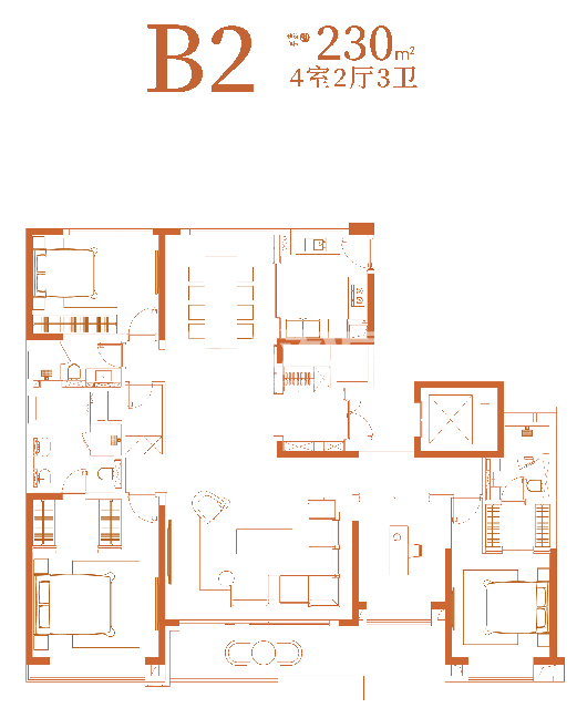 葛洲坝南京中国府B2户型230㎡户型图