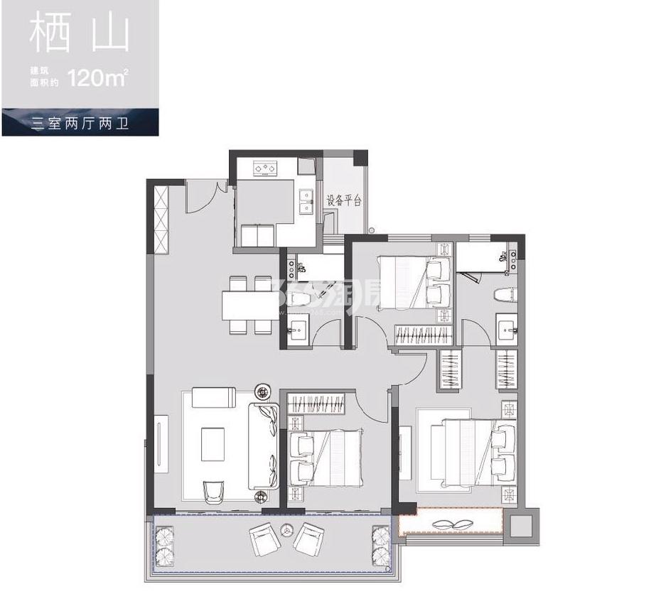 南山观枫四季花园120㎡户型图