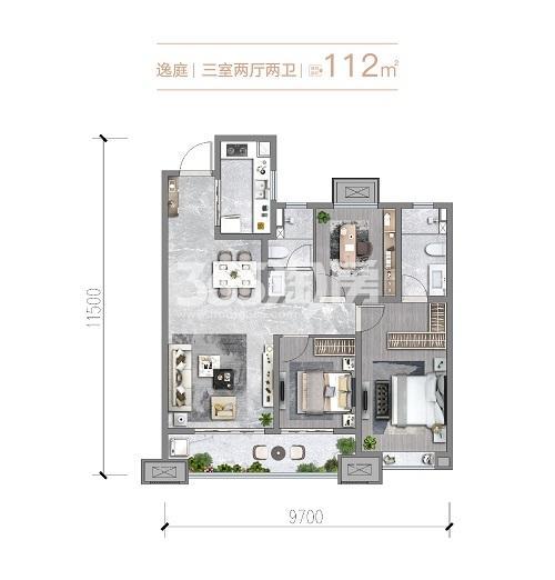 远洋未央华府112㎡三室户型图