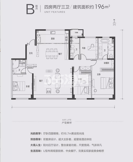 碧桂园高新云墅196㎡四室两厅三卫一厨户型图