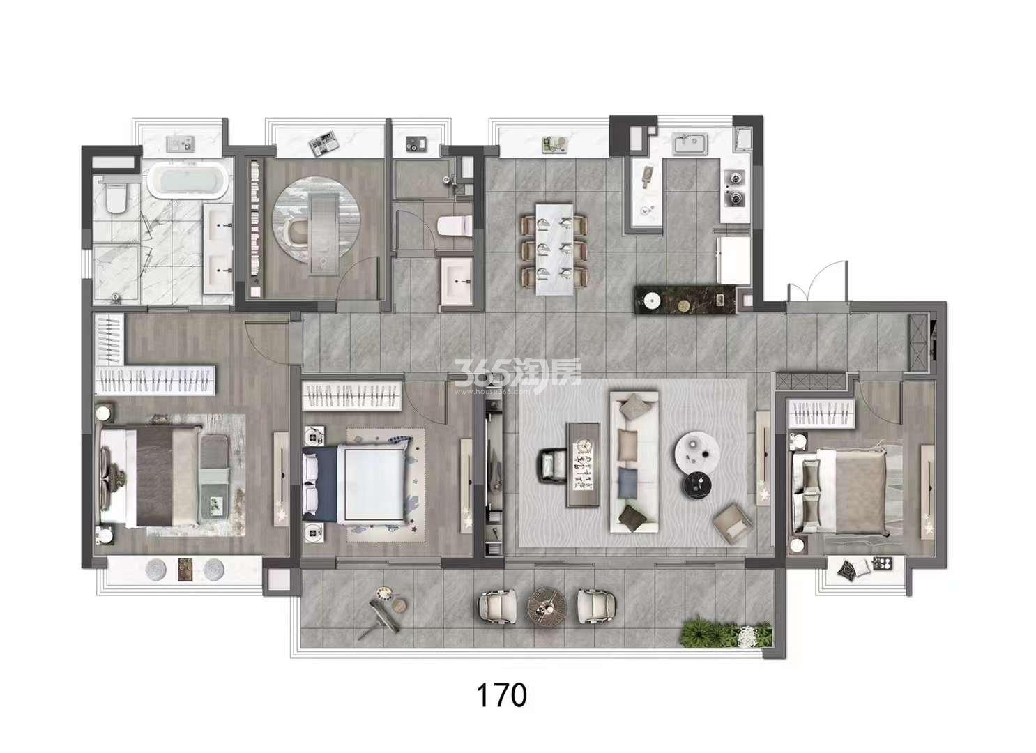 云萃府建面约170㎡户型图_南京云萃府_南京365淘房