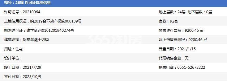 美的金科郡26#预售证