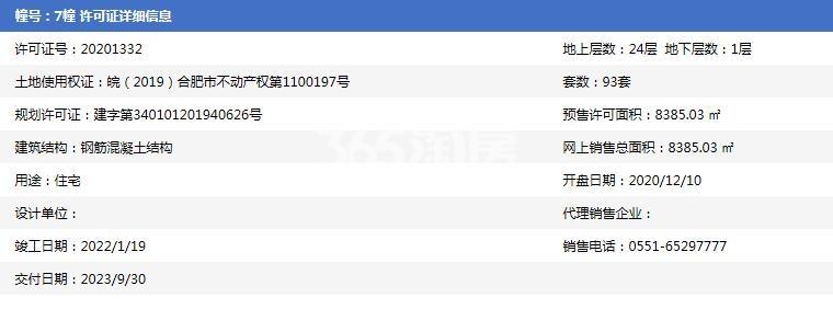 悦湖新著7#预售证