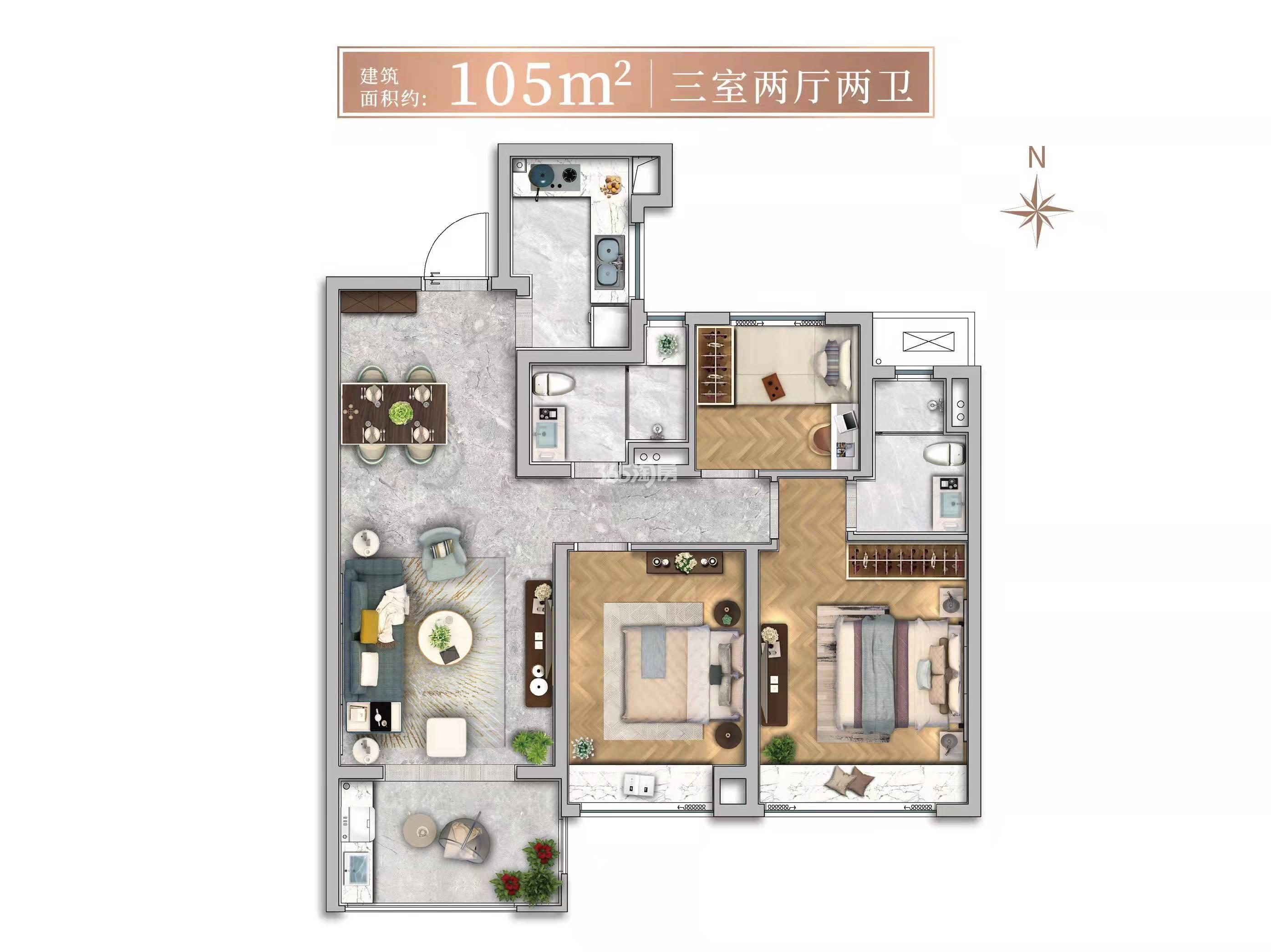 雅居乐汇港城105平户型图_南京雅居乐汇港城_南京365淘房