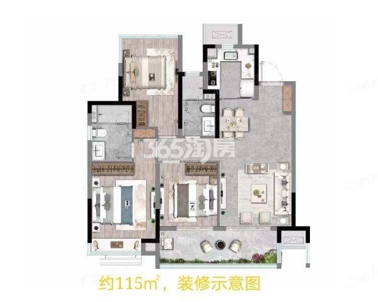 龙湖光年115㎡户型图