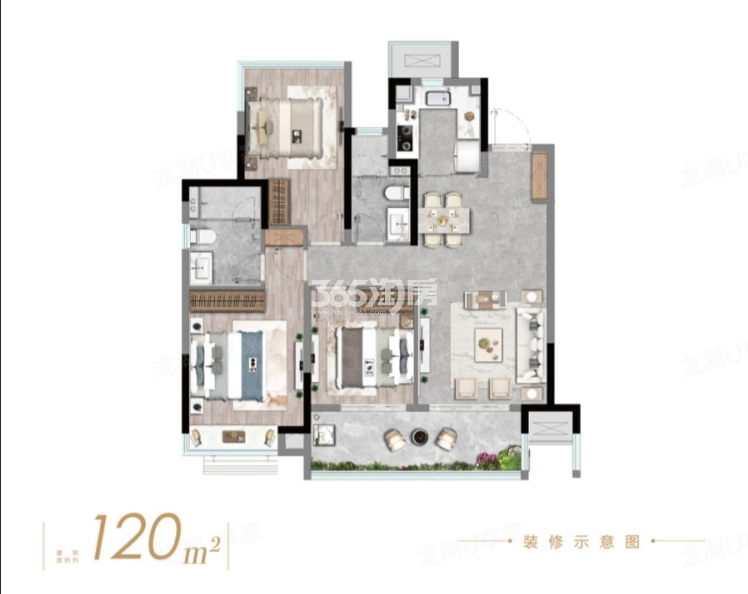 龙湖光年高层120平米户型图