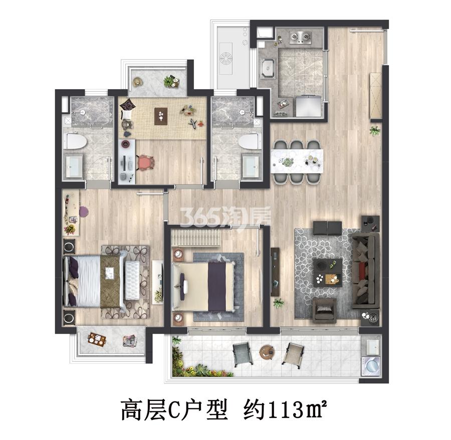阳光城印月文澜建面约113平户型