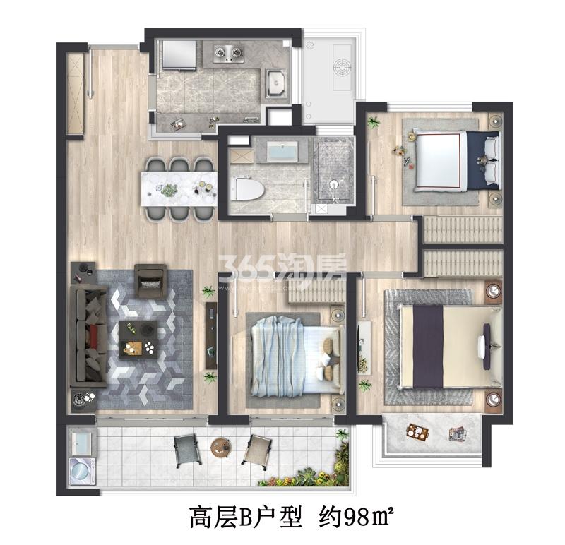 阳光城印月文澜建面约98平户型