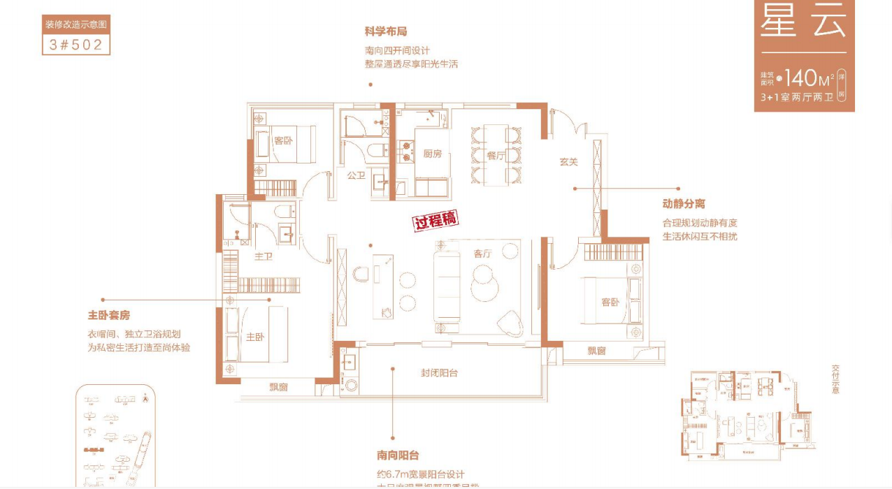邦泰新华星耀未来140㎡户型图