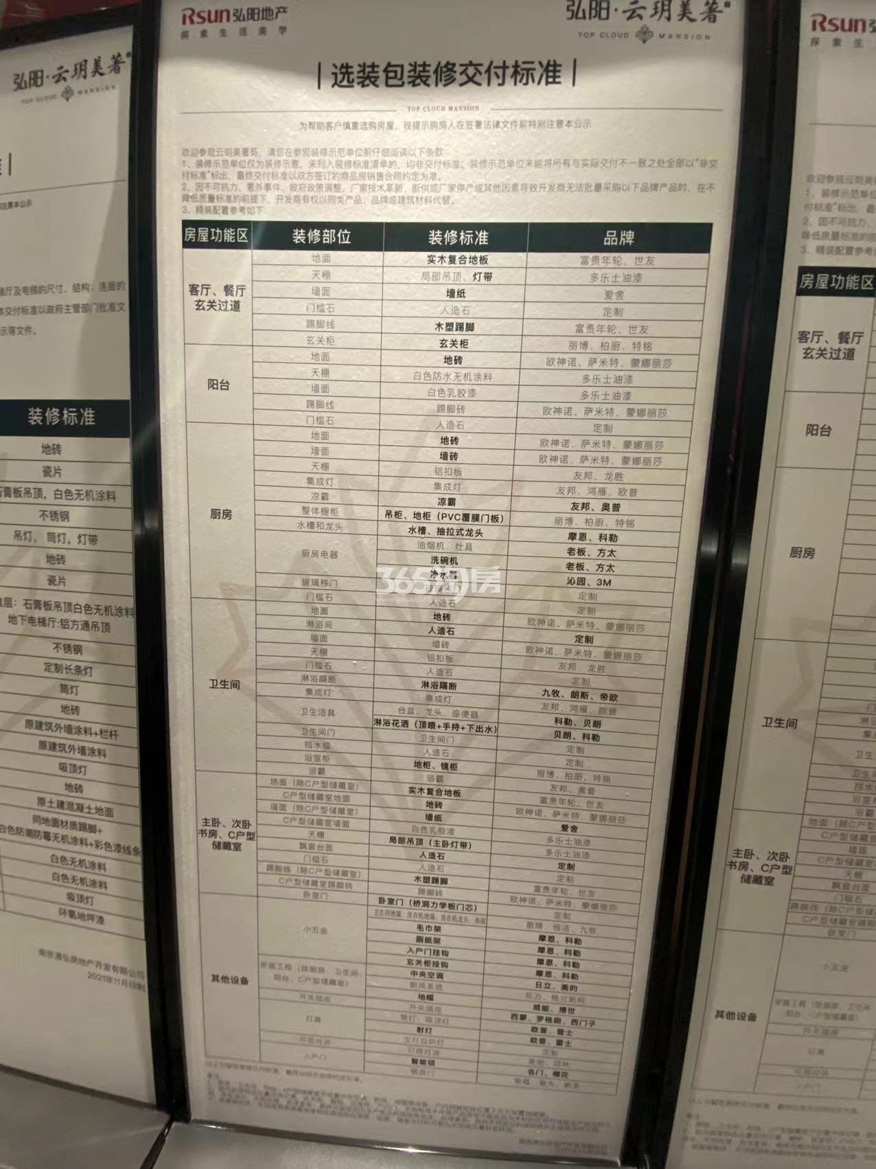 弘阳·云玥美著升级装修包交付标准