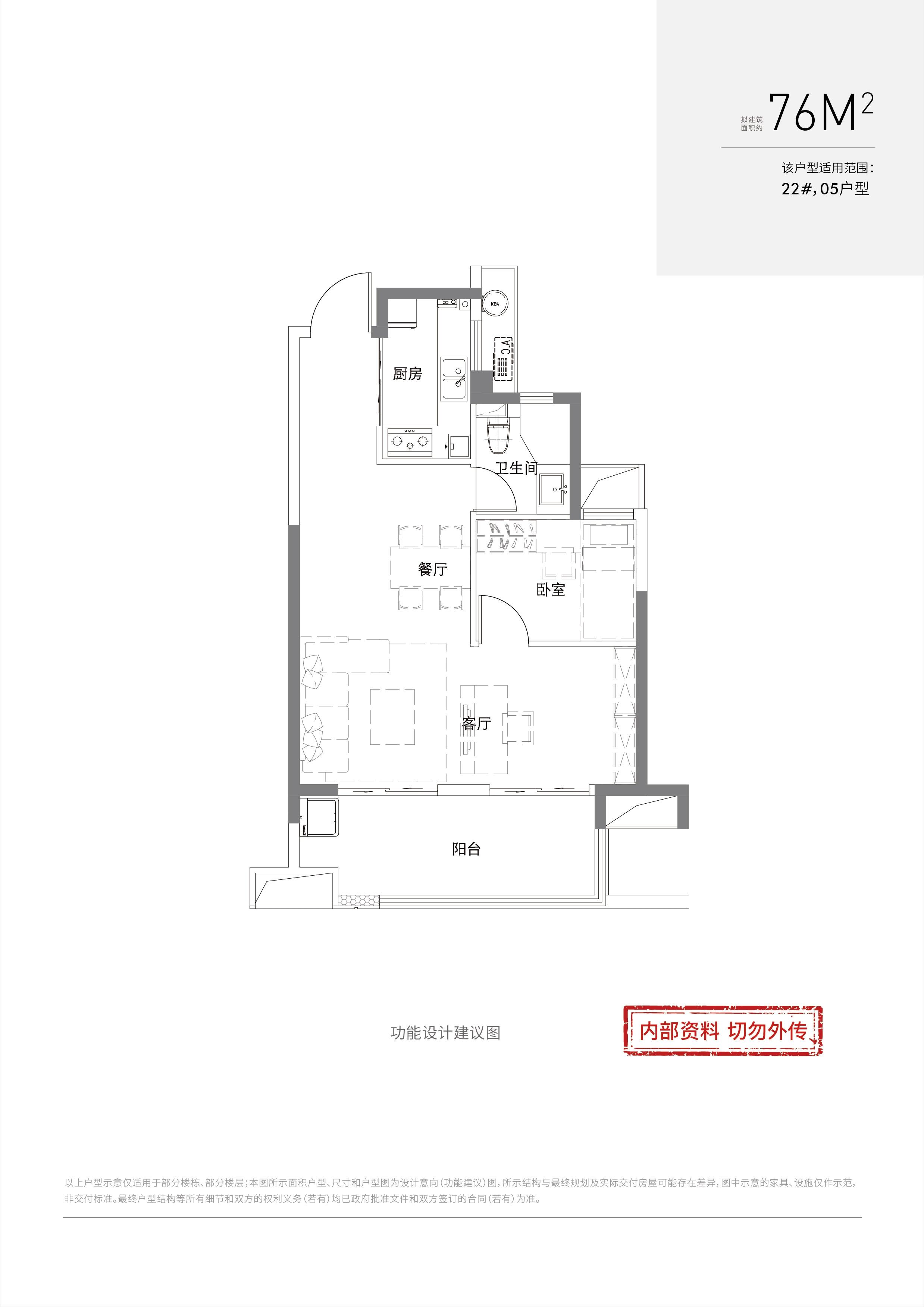 正荣旭辉政务未来22#76㎡05户型