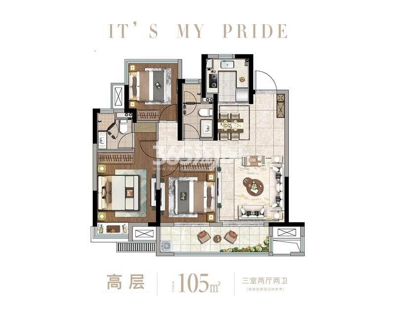 龙湖文德璟宸天著105㎡户型图