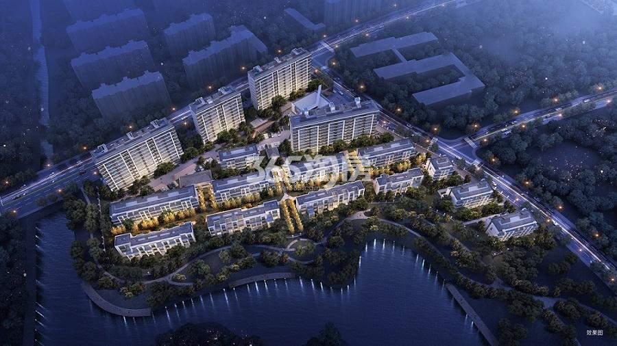 印象星湖俯瞰夜景效果图