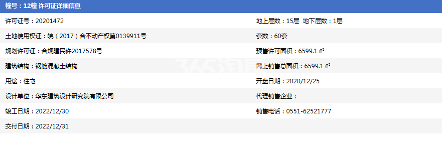 合景映月湾12#预售证