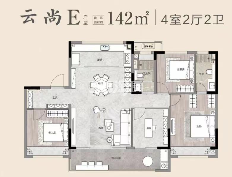 美的·云开东方142平洋房户型图