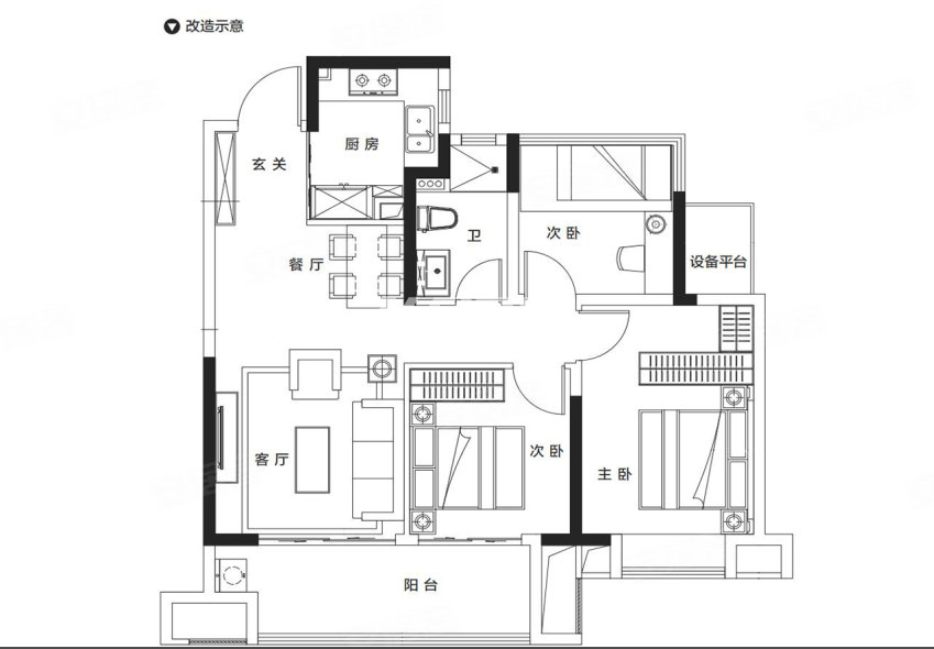 时光印象99㎡B户型图