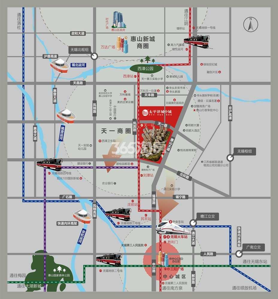 太平洋城中城|天一云端交通图