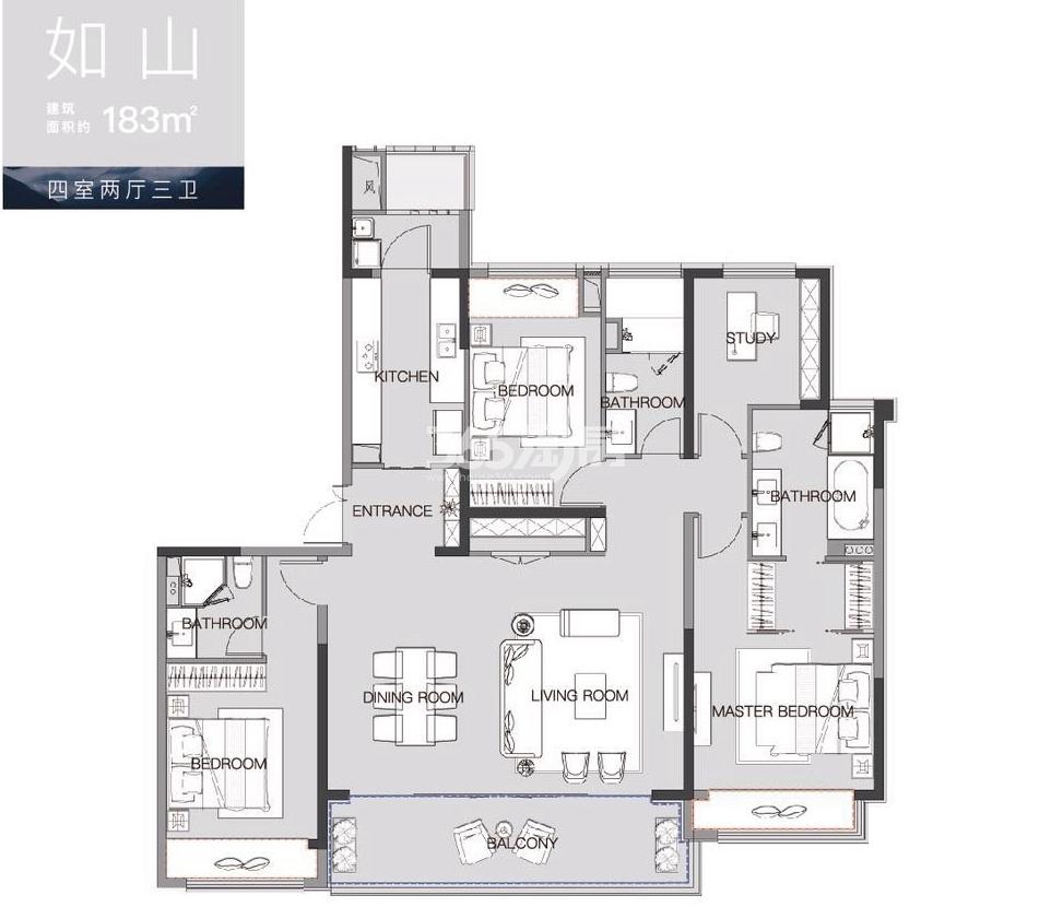 南山观枫四季花园183㎡户型图