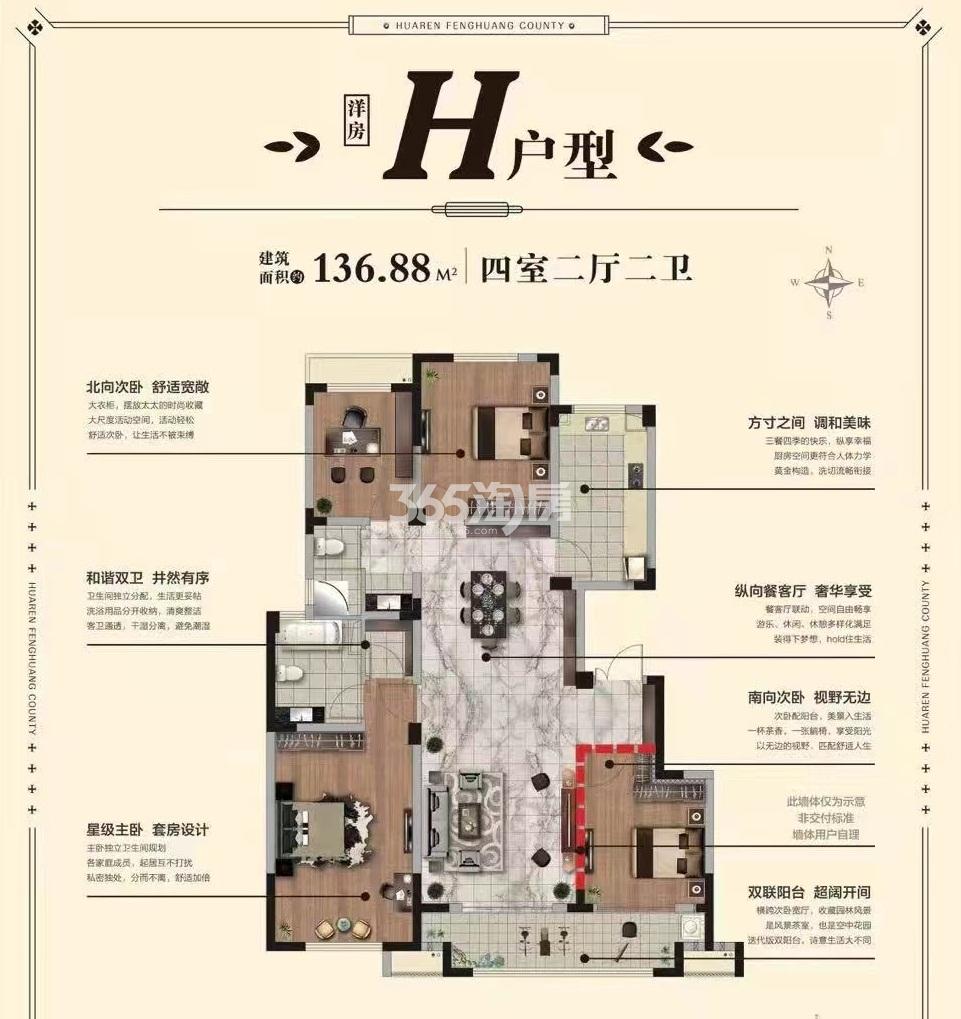 华仁·富春华庭建面约136平洋房户型图