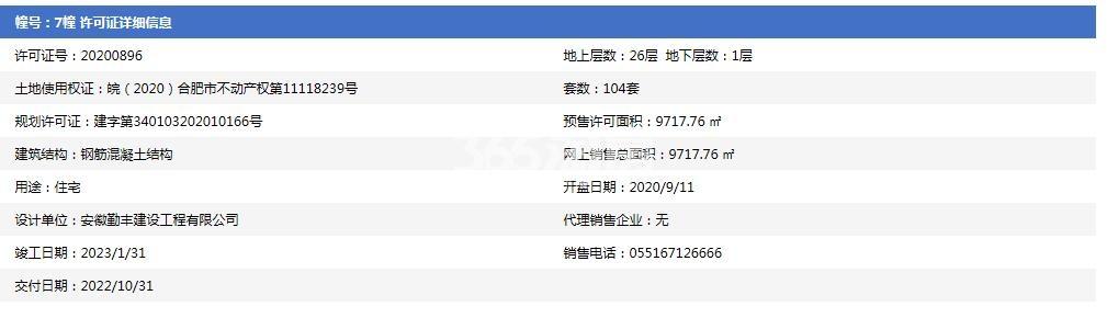 阅庐春晓7#预售证